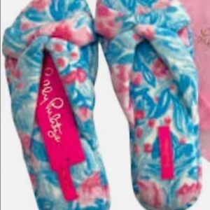 Lilly Pulitzer Velour Terry Slippers size 7/8 wore them on cruise INSIDE CABIN
